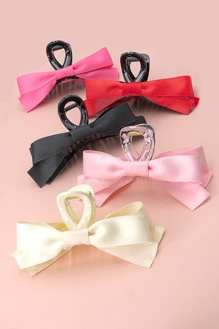 Large Silky Ribbon Bow Hair Claw Clips
