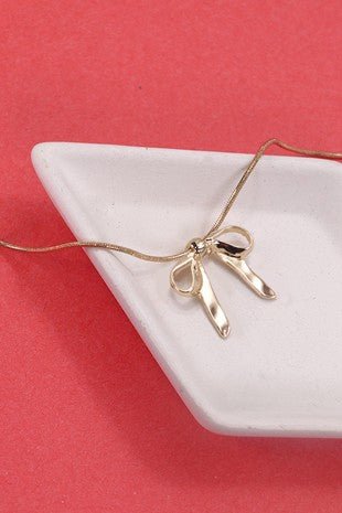 Bow Ribbon Snake Chain Necklace - Trudy's Trendy Boutique