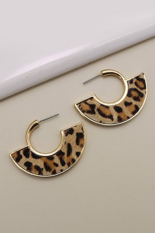 Animal Print Gold Edge Hoops