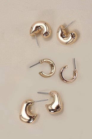 Bubble Hoop Huggie Trio Earrings - Trudy's Trendy Boutique