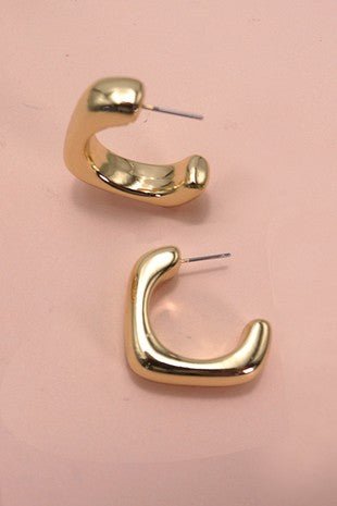 Bubble Puffy Square Shape Tube Hoop Earrings