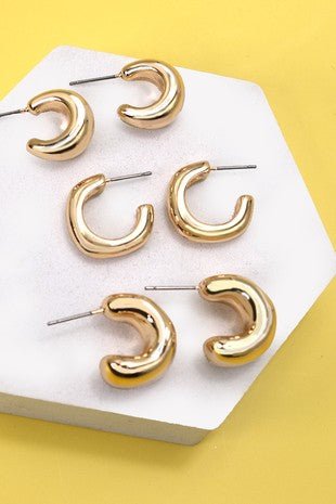 Bubbly Mini Huggie Hoop Trio Earrings - Trudy's Trendy Boutique