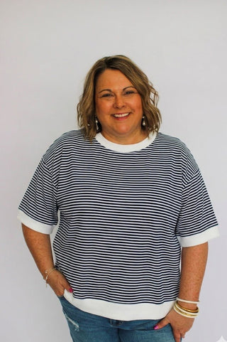 Everyday Edge Stripe Top/Curvy - Trudy's Trendy Boutique