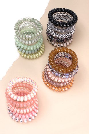 MIX SOLID FLOWER CHECKER ANIMAL HAIR COILS 5 ASST