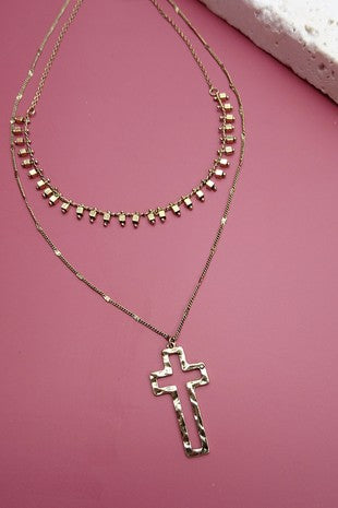 Double Layer Cross Necklace