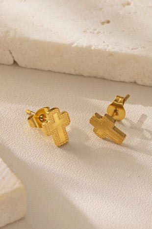 18K Cross Earrings - Trudy's Trendy Boutique