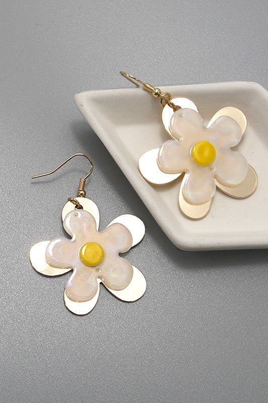 Gold Daisy Drop Earrings