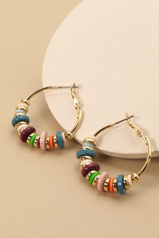 Disc Beads Hoop Earrings - Trudy's Trendy Boutique