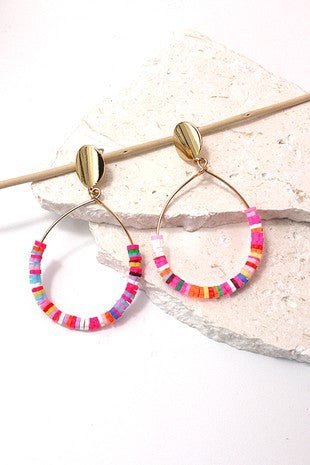 Flower Bead Teardrop Earrings - Trudy's Trendy Boutique