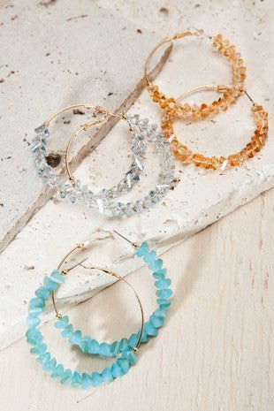 Triangular Glass Bead Hoops - Trudy's Trendy Boutique
