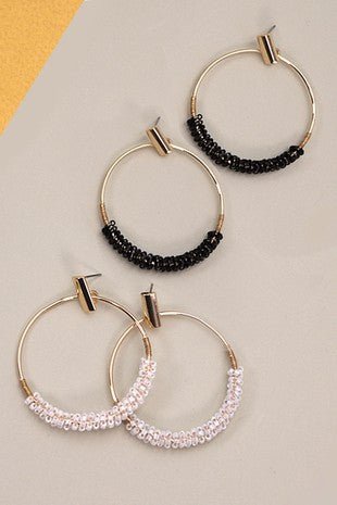 Glass Seed Bead Circle Drop Earrings - Trudy's Trendy Boutique