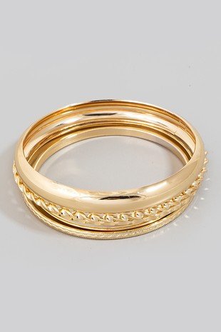 Mixed Layered Metallic Bangle Bracelet - Trudy's Trendy Boutique
