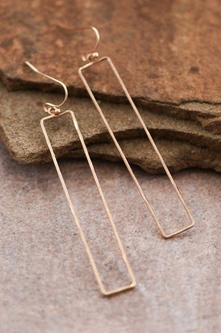 Gold Long Bar Wire Drop Earrings