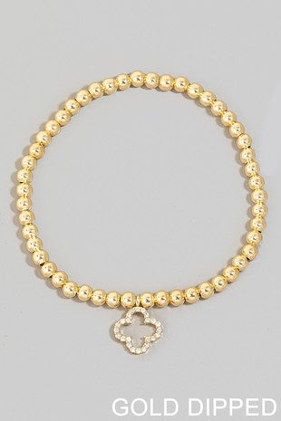 Gold Dipped Clover Beaded Bracelet