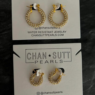 ChanSutt Gold Diamond Hoops/Medium - Trudy's Trendy Boutique