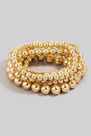 Mixed Sizes Metallic Beaded Bracelet Set