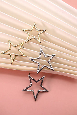 Hammered Star Cutout Stud Earrings - Trudy's Trendy Boutique