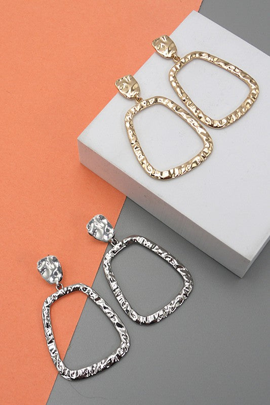 Hammered GEO Drop Earrings