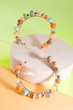 Hand Made Multi Beaded Hoop Earrings