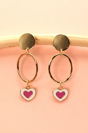 Heart Epoxy Linear Drop Earrings