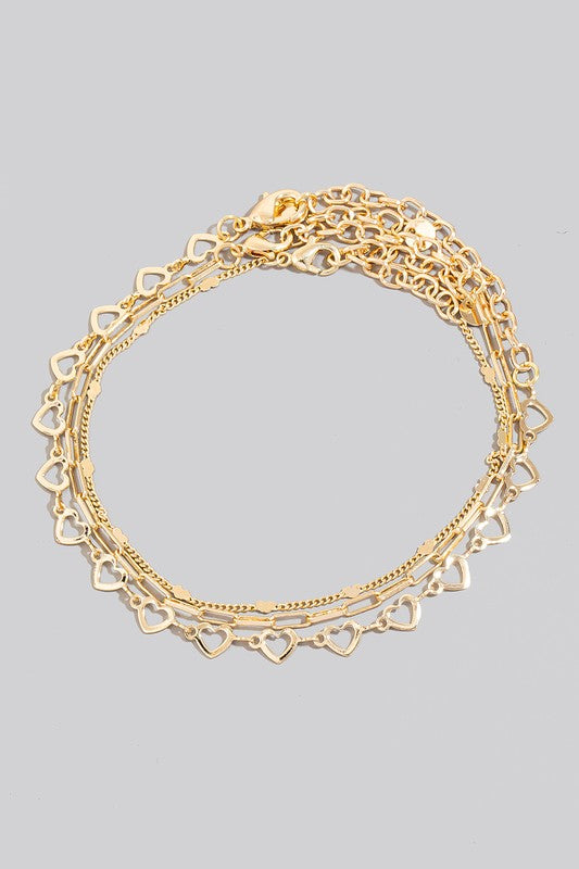Layered Heart Chains Bracelet