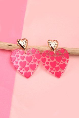 Acrylic Heart Hammered Post Earrings - Trudy's Trendy Boutique