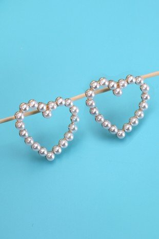 Heart Pearl Stud Earrings