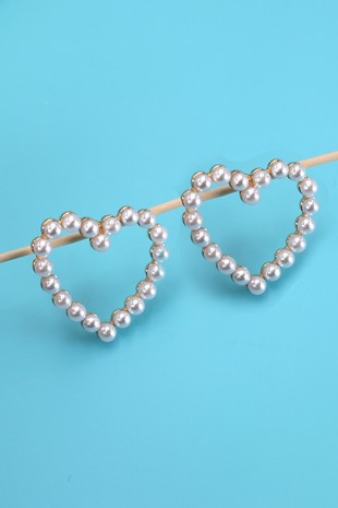 Heart Pearl Stud Earrings