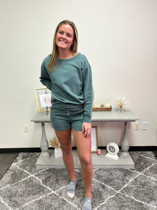 Fleece Boat Neck Short Set