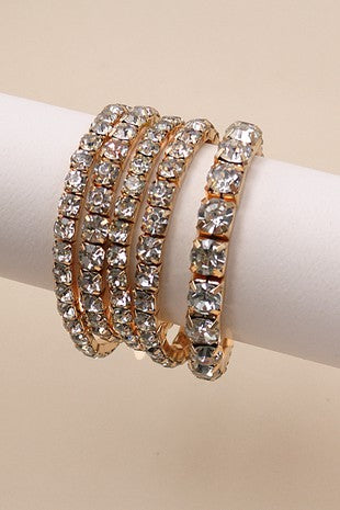 Multi Layer Rhinestone Stretch Bracelet Set