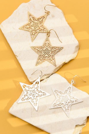 Matte Filigree Star Earrings