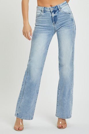 Risen Mid - Rise Straight Jeans/Light Wash - Trudy's Trendy Boutique