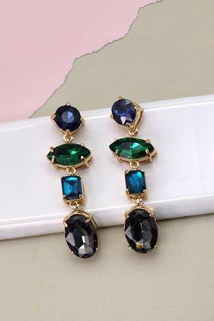 Multi Large Stone Linear Drop Earrings - Trudy's Trendy Boutique