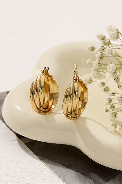 18K Stainless Triple Oval Hoops