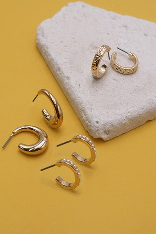 Pearl Mini Drop Hoop Trio Set