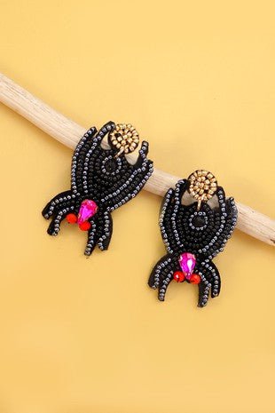 Halloween Black Spider Seed Bead Earrings - Trudy's Trendy Boutique