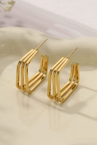 18K Stainless Steel Square Hoops