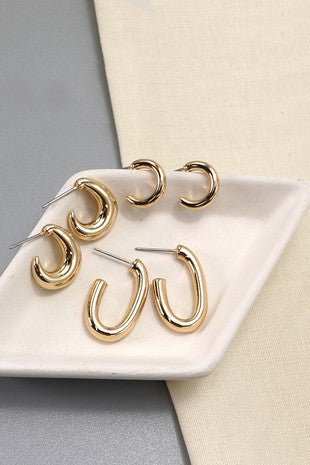 Trio Geo Mini Huggie Hoops - Trudy's Trendy Boutique