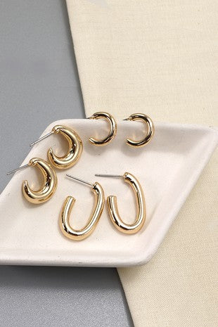Trio Geo Mini Huggie Hoops
