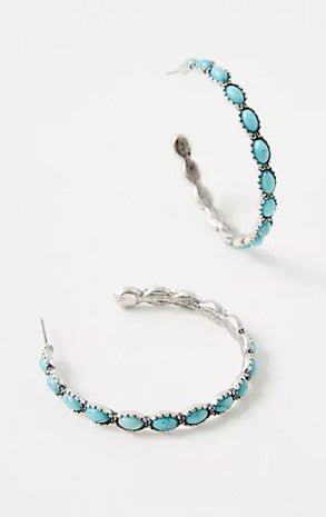 Western Turquoise Hoop Earrings - Trudy's Trendy Boutique