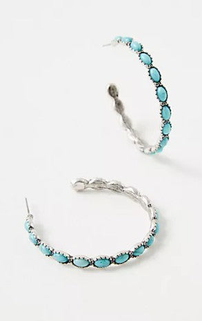 Western Turquoise Hoop Earrings