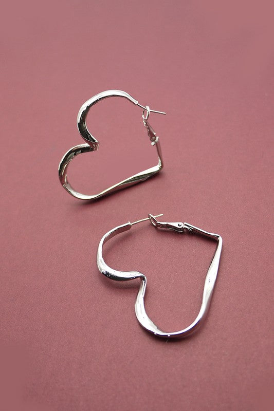 Valentines Gift Twisted Heart Hoop Earrings
