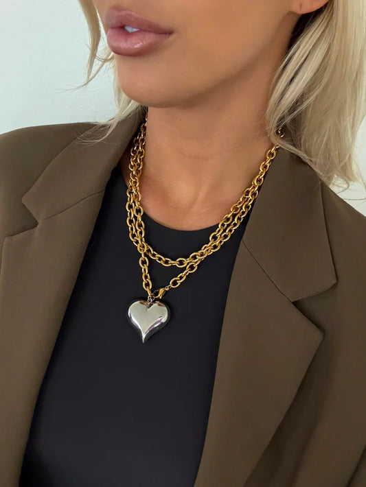 ChanSutt Two Tone Heart Necklace