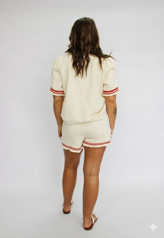 Varsity Puff Sleeve Top - Trudy's Trendy Boutique