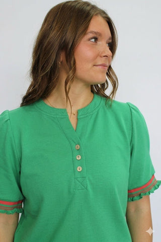 Varsity Puff Sleeve Top - Trudy's Trendy Boutique