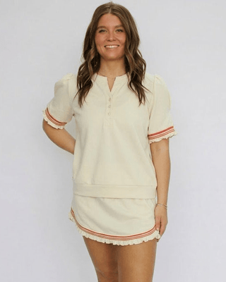 Varsity Puff Sleeve Top - Trudy's Trendy Boutique
