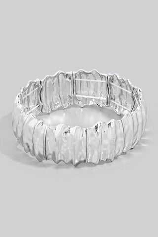 Warped Flat Metallic Beaded Elastic Bracelet - Trudy's Trendy Boutique