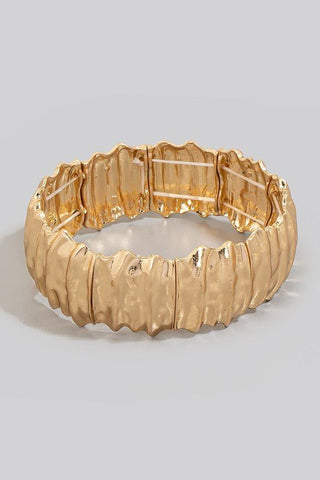 Warped Flat Metallic Beaded Elastic Bracelet - Trudy's Trendy Boutique