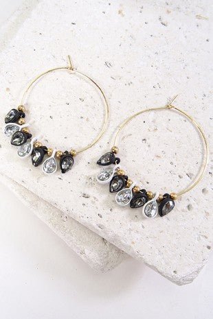 Wire Hoop W/Rhinestone Earrings - Trudy's Trendy Boutique