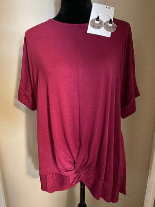 Cabernet Front Knot Top - Trudy's Trendy Boutique